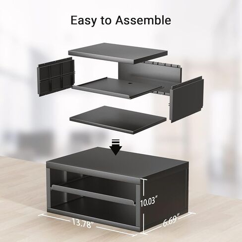 AMERIERGO Printer Stand, Desktop Printer Stand, Printer Stand with Storage, Desktop Stand for Printer with Anti - Skid Pads, Desk Organizer for Office & Home, Black in Kuwait