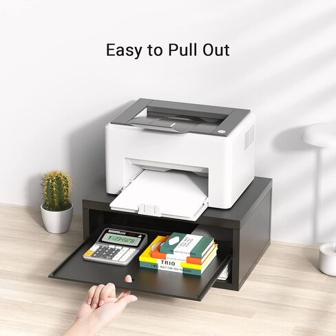 AMERIERGO Printer Stand, Desktop Printer Stand, Printer Stand with Storage, Desktop Stand for Printer with Anti - Skid Pads, Desk Organizer for Office & Home, Black in Kuwait