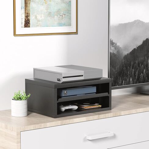 AMERIERGO Printer Stand, Desktop Printer Stand, Printer Stand with Storage, Desktop Stand for Printer with Anti - Skid Pads, Desk Organizer for Office & Home, Black in Kuwait