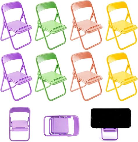 8 Pieces Cute Phone Stand Foldable Mini Chair Shape Phone Holder Phone Stand for Desk Mini Portable Phone Stand for Business Cards, Greeting Cards, Calendar Cards and Smartphones, 4 Candy Colors in Kuwait