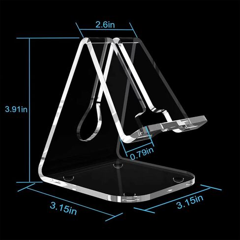 2 Pack Acrylic Cell Phone Stand, Phone Holder for Desk, Portable Clear Phone Stand,Office Desktop Accessories, Compatible with 4-10'' Phone 13 Pro Max, Android Smartphone in Saudi Arabia