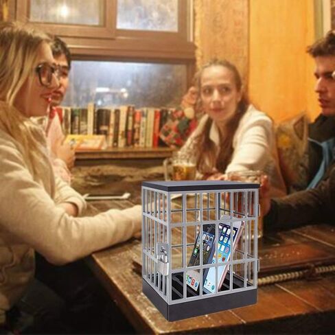 SANIDIKA Sturdy Cell Block Cell Phone Jail with Lock and Keys,Smartphone Stand Holders Classroom Home Table Office Storage Gadget -Family Time, Party Fun Novelty Gift Idea (Black) in Kuwait
