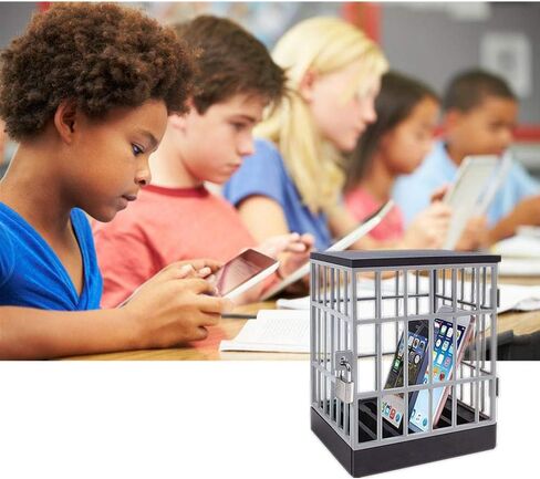 SANIDIKA Sturdy Cell Block Cell Phone Jail with Lock and Keys,Smartphone Stand Holders Classroom Home Table Office Storage Gadget -Family Time, Party Fun Novelty Gift Idea (Black) in Kuwait