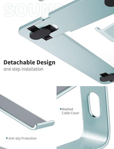 SOUNDANCE Laptop Stand, Aluminum Computer Riser, Ergonomic Laptops Elevator for Desk, Metal Holder Compatible with 10 to 15.6 Inches Notebook Computer, Silver in Kuwait
