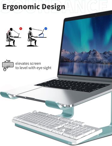 SOUNDANCE Laptop Stand, Aluminum Computer Riser, Ergonomic Laptops Elevator for Desk, Metal Holder Compatible with 10 to 15.6 Inches Notebook Computer, Silver in Kuwait
