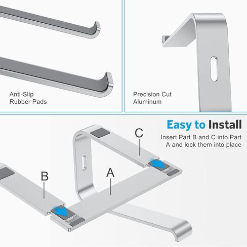 OMOTON Laptop Stand, Detachable Mount for MacBook Air/Pro Dell HP Silver | 11-17" Laptop Holder for Desk, Notebook Computer Mount, Lightweight Cooling for Desk, Ergonomic Home Office in Kuwait