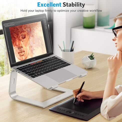 OMOTON Laptop Stand, Detachable Mount for MacBook Air/Pro Dell HP Silver | 11-17" Laptop Holder for Desk, Notebook Computer Mount, Lightweight Cooling for Desk, Ergonomic Home Office in Kuwait
