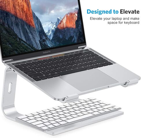 OMOTON Laptop Stand, Detachable Mount for MacBook Air/Pro Dell HP Silver | 11-17" Laptop Holder for Desk, Notebook Computer Mount, Lightweight Cooling for Desk, Ergonomic Home Office in Kuwait