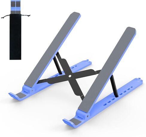 حامل الكمبيوتر المحمول Tonmom للمكتب، حامل كمبيوتر محمول قابل للتعديل ABS + حامل كمبيوتر محمول قابل للطي من السيليكون، حامل كمبيوتر محمول تبريد جيد التهوية لأجهزة الكمبيوتر المحمولة مقاس 10-15.6 بوصة، الكمبيوتر اللوحي - أسود in Kuwait