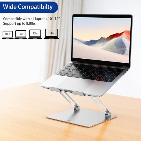 BESIGN LS10 Laptop Stand for Desk, Ergonomic Adjustable Notebook Tablet Stand, Foldable Laptop Riser, Portable Desktop Book Stands, Computer Holder Compatible with 10-14" Laptops, Black in Kuwait