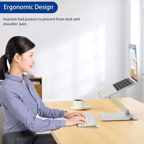 BESIGN LS10 Laptop Stand for Desk, Ergonomic Adjustable Notebook Tablet Stand, Foldable Laptop Riser, Portable Desktop Book Stands, Computer Holder Compatible with 10-14" Laptops, Black in Kuwait