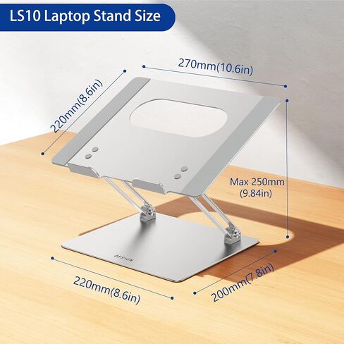 BESIGN LS10 Laptop Stand for Desk, Ergonomic Adjustable Notebook Tablet Stand, Foldable Laptop Riser, Portable Desktop Book Stands, Computer Holder Compatible with 10-14" Laptops, Black in Kuwait