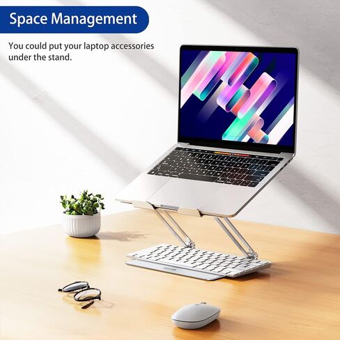 BESIGN LS10 Laptop Stand for Desk, Ergonomic Adjustable Notebook Tablet Stand, Foldable Laptop Riser, Portable Desktop Book Stands, Computer Holder Compatible with 10-14" Laptops, Black in Kuwait