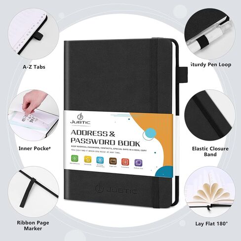 JUBTIC Address Book with Alphabetical Tabs - Small Password and Address Organizer Hardcover Contact Book for Women,Senior to Keep All Contacts, Passwords & Important Date Together in One Place - Green in Saudi Arabia