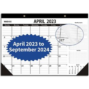 تقويم مكتب 2023-أبريل 2023 إلى سبتمبر 2024-تقويم مكتب كبير 17 × 12، تقويم حائط 2023 شهريًا مع قائمة المهام، ورق سميك، واقيات زوايا، لوازم مكتبية، تقويم مكتبي للتخطيط.