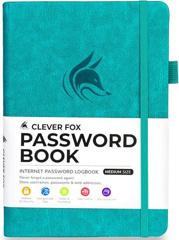 Clever Fox Password Book with alphabetical tabs. Internet Address Organizer Logbook. Small Pocket Password Keeper for Website Logins (Black) in Saudi Arabia