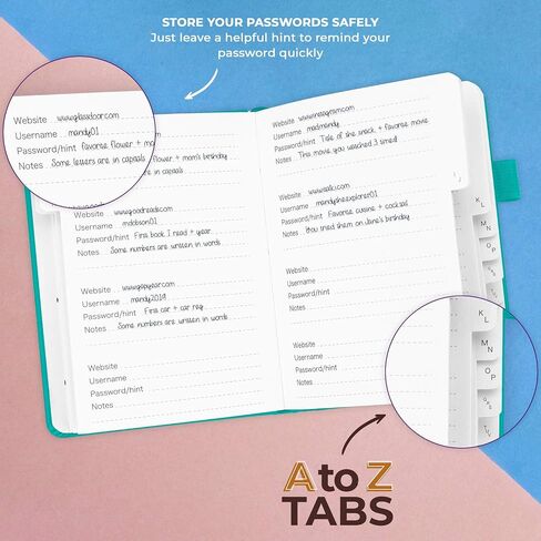 Clever Fox Password Book with alphabetical tabs. Internet Address Organizer Logbook. Small Pocket Password Keeper for Website Logins (Black) in Saudi Arabia