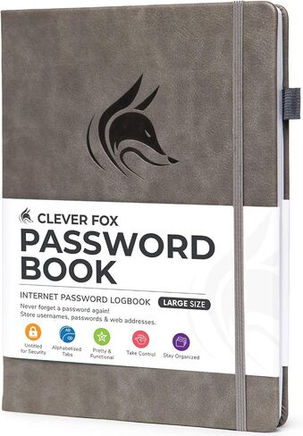 Clever Fox Password Book with alphabetical tabs. Internet Address Organizer Logbook. Small Pocket Password Keeper for Website Logins (Black) in Saudi Arabia
