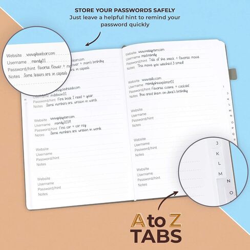 Clever Fox Password Book with alphabetical tabs. Internet Address Organizer Logbook. Small Pocket Password Keeper for Website Logins (Black) in Saudi Arabia