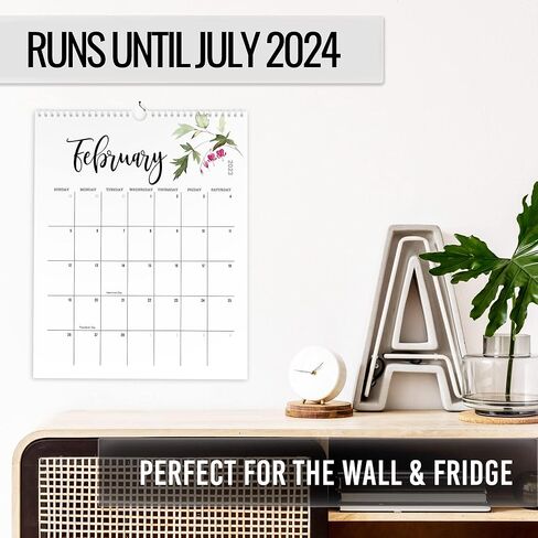 Aesthetic Floral Wall Calendar - Runs From January 2023 Until July 2024 - The Perfect Office Supplies for Women With Monthly Seasonal Designs for Easy Planning in Saudi Arabia