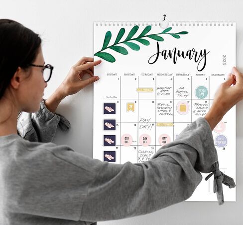 Aesthetic Floral Wall Calendar - Runs From January 2023 Until July 2024 - The Perfect Office Supplies for Women With Monthly Seasonal Designs for Easy Planning in Saudi Arabia