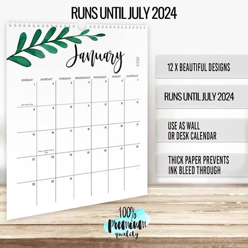 Aesthetic Floral Wall Calendar - Runs From January 2023 Until July 2024 - The Perfect Office Supplies for Women With Monthly Seasonal Designs for Easy Planning in Saudi Arabia