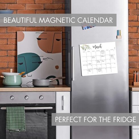 Beautiful 2023 Magnetic Calendar for Fridge - Runs Until July 2024 - The Perfect Monthly Calendar With Greenery Designs for Easy Planning in Kuwait