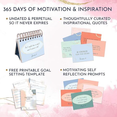 Motivational Calendar - Daily Flip Calendar with Motivational Quotes - Inspirational Gifts for Women, Office Decor for Women, Office Gifts for Women, Motivational Gifts, Desk Decorations Women in Saudi Arabia