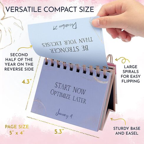 Motivational Calendar - Daily Flip Calendar with Motivational Quotes - Inspirational Gifts for Women, Office Decor for Women, Office Gifts for Women, Motivational Gifts, Desk Decorations Women in Saudi Arabia
