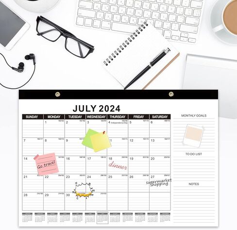 تقويم مكتبي 2024-2025 - تقويم 18 شهر 17 انش × 11.5 انش، تقويم مكتب من يناير 2024 الى يونيو 2025 مع تاريخ جوليان واهداف شهرية وقائمة مهام وملاحظات للمنزل والمدرسة والمكتب in Kuwait