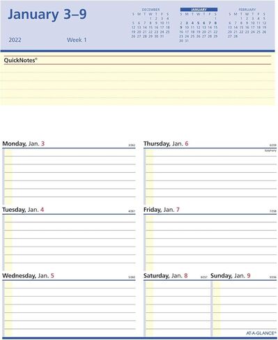إعادة تعبئة تقويم المكتب اليومي AT-A-GLANCE 2023، 3-1/2 بوصة × 6 بوصة، أوراق فضفاضة، ملاحظات سريعة (E51750) in Kuwait