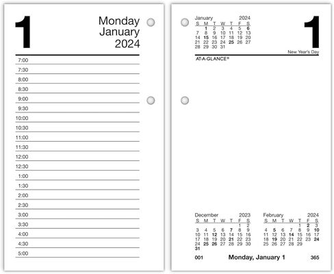 ات- ايه- جلانس تقويم مكتبي يومي قابل لاعادة التعبئة لعام 2024، 3-1/2 انش × 6 انش، قياسي، اوراق فضفاضة (E7175024) in Kuwait