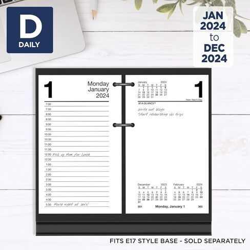 ات- ايه- جلانس تقويم مكتبي يومي قابل لاعادة التعبئة لعام 2024، 3-1/2 انش × 6 انش، قياسي، اوراق فضفاضة (E7175024) in Kuwait