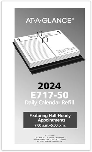 ات- ايه- جلانس تقويم مكتبي يومي قابل لاعادة التعبئة لعام 2024، 3-1/2 انش × 6 انش، قياسي، اوراق فضفاضة (E7175024) in Kuwait
