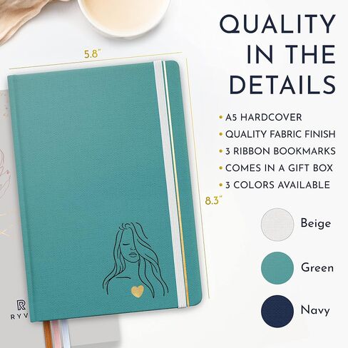 RYVE Gratitude Journal for Men: 6-Month Guided Mindfulness Journal with Prompts - Daily Gratitude Journal, Mens Journal for Writing, Mind Journal Men, Daily Journal Men, Mindfulness Gifts for Men in Kuwait