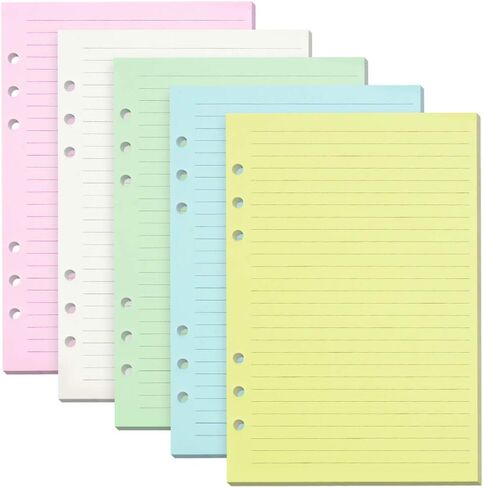 A5 Refill Paper, Planner Inserts for A5 Binder Budget Planner Journals Notebook, 6 Ring Loose Leaf Lined Paper for No Bleeding Through, 160 Pages in Kuwait
