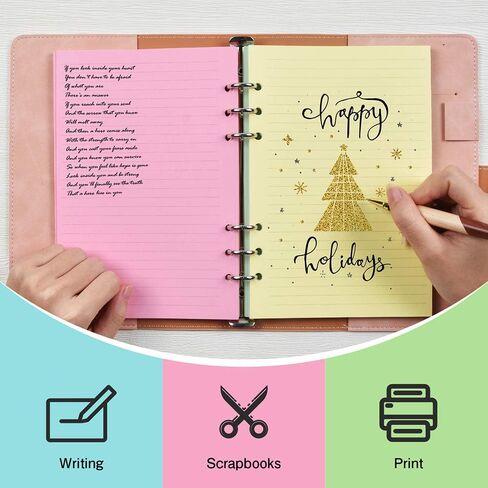 A5 Refill Paper, Planner Inserts for A5 Binder Budget Planner Journals Notebook, 6 Ring Loose Leaf Lined Paper for No Bleeding Through, 160 Pages in Kuwait
