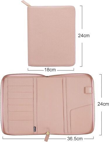 غطاء جلدي بسحاب من Moterm لأجهزة الكمبيوتر المحمولة مقاس A5 - يناسب ابن عم Hobonichi وStalogy وMidori MD Planner (أسود مرصوف بالحصى) in Kuwait
