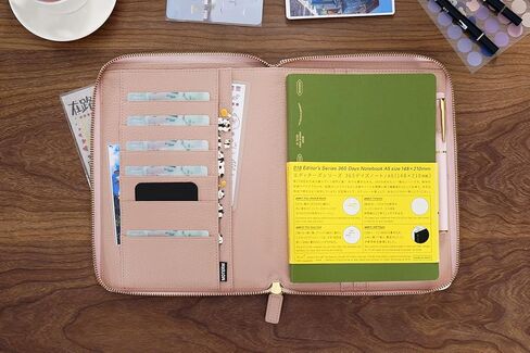 غطاء جلدي بسحاب من Moterm لأجهزة الكمبيوتر المحمولة مقاس A5 - يناسب ابن عم Hobonichi وStalogy وMidori MD Planner (أسود مرصوف بالحصى) in Kuwait