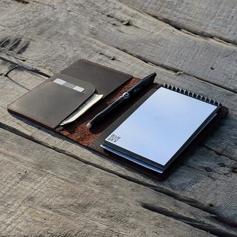 JJNUSA متوافق مع Rocketbook Mini Cover Smart Business مصنوع يدويًا من الجلد الأصلي المتعثر غطاء دفتر الملاحظات لحامل البطاقات الصغير 3.5 بوصة × 5.5 بوصة زهرة in Kuwait