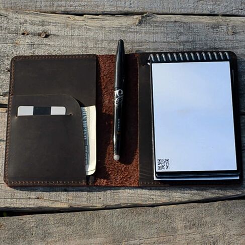 JJNUSA متوافق مع Rocketbook Mini Cover Smart Business مصنوع يدويًا من الجلد الأصلي المتعثر غطاء دفتر الملاحظات لحامل البطاقات الصغير 3.5 بوصة × 5.5 بوصة زهرة in Kuwait