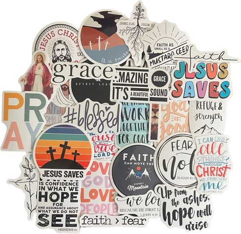 100 pcs Waterproof Vinyl Spiritual God Jesus Cristianos Cross Faith Stickers Decal for Journaling for Kids. Bible Verse / Verses Quote. Place Sticker Accessories on Water Bottle Hydroflask & Planner in Saudi Arabia
