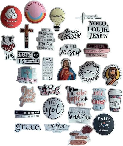 100 pcs Waterproof Vinyl Spiritual God Jesus Cristianos Cross Faith Stickers Decal for Journaling for Kids. Bible Verse / Verses Quote. Place Sticker Accessories on Water Bottle Hydroflask & Planner in Saudi Arabia