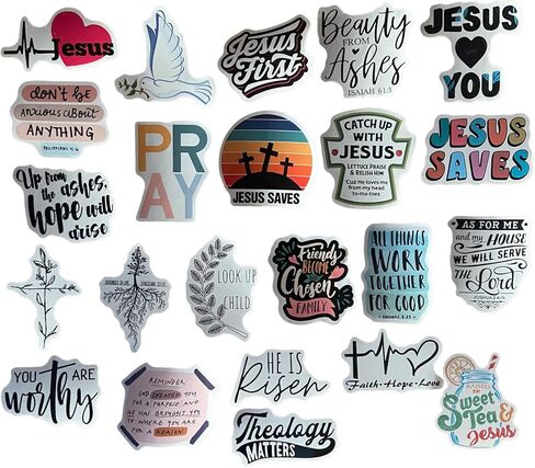 100 pcs Waterproof Vinyl Spiritual God Jesus Cristianos Cross Faith Stickers Decal for Journaling for Kids. Bible Verse / Verses Quote. Place Sticker Accessories on Water Bottle Hydroflask & Planner in Saudi Arabia