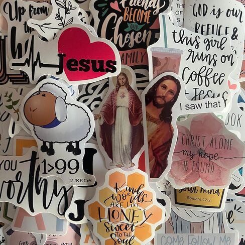 100 pcs Waterproof Vinyl Spiritual God Jesus Cristianos Cross Faith Stickers Decal for Journaling for Kids. Bible Verse / Verses Quote. Place Sticker Accessories on Water Bottle Hydroflask & Planner in Saudi Arabia
