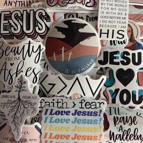 100 pcs Waterproof Vinyl Spiritual God Jesus Cristianos Cross Faith Stickers Decal for Journaling for Kids. Bible Verse / Verses Quote. Place Sticker Accessories on Water Bottle Hydroflask & Planner in Saudi Arabia