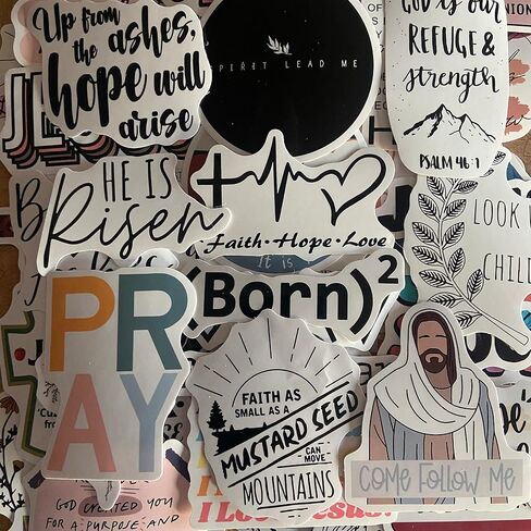 100 pcs Waterproof Vinyl Spiritual God Jesus Cristianos Cross Faith Stickers Decal for Journaling for Kids. Bible Verse / Verses Quote. Place Sticker Accessories on Water Bottle Hydroflask & Planner in Saudi Arabia