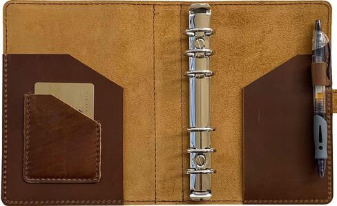 2024-2025 Leather Planner - A5 Genuine Leather Binder Planner with Weekly & Monthly Pages for Men and Women, Inner Pockets and Pen Holder, Refillable in Saudi Arabia