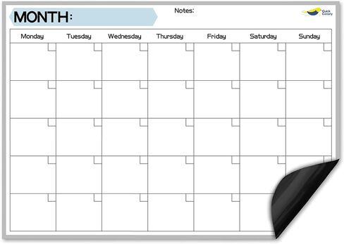 Monthly Magnetic Calendar for Refrigerator - 17x12" Dry Erase Fridge Calendar Magnet Organizes 2025 Schedules, Offices, Kids Chores, Meals, More - Whiteboard with 4 Markers & Eraser by Quick Canary in Saudi Arabia