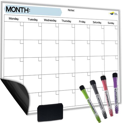 Monthly Magnetic Calendar for Refrigerator - 17x12" Dry Erase Fridge Calendar Magnet Organizes 2025 Schedules, Offices, Kids Chores, Meals, More - Whiteboard with 4 Markers & Eraser by Quick Canary in Saudi Arabia